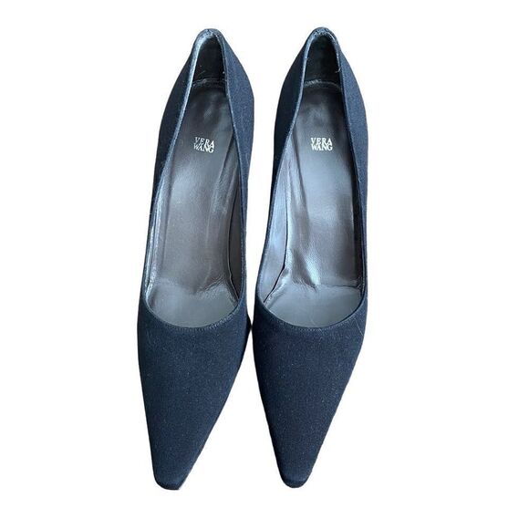 Vera Wang X Stuart Weitzman Heel Pointed Toe Pumps Heels Black 6 - Picture 1 of 8